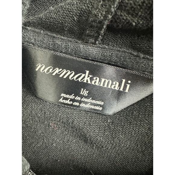 Norma Kamali Size Large Black Hooded Sweatshirt Mini Dress Zip Stylish Trendy - Picture 9 of 11